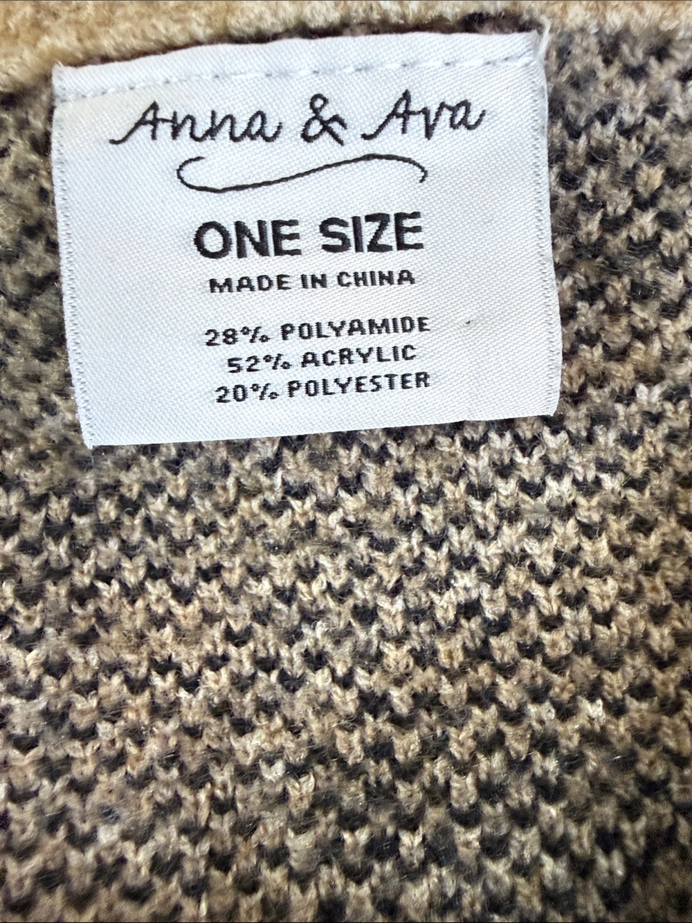 Anna & Ava Beige and Black Leopard V-Neck Sweater Vest one size fits most - Picture 2 of 7